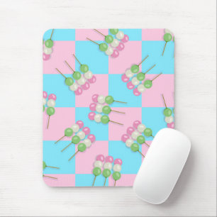 Pastel Roze Blauw Geruit Dango Mousepad Muismat