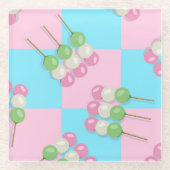 Pastel Roze Blauw Geruit Dango Onderzetter Glazen Onderzetter (Voorkant)