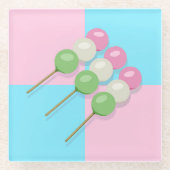 Pastel Roze Blauw Geruit Dango Onderzetter Glazen Onderzetter (Voorkant)