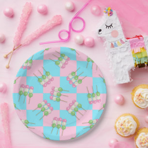 Pastel Roze Blauw Geruit Dango Papier Bord