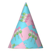 Pastel Roze Blauw Geruit Dango Party Pet Feesthoedjes (Links)