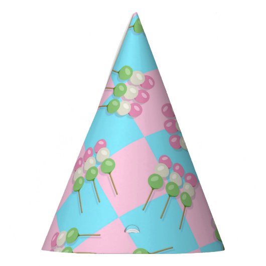 Pastel Roze Blauw Geruit Dango Party Pet Feesthoedjes (Links)