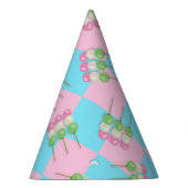 Pastel Roze Blauw Geruit Dango Party Pet Feesthoedjes (Rechts)