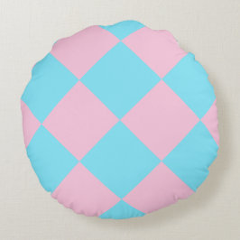 Pastel Roze Blauw Geruit Dango Ronde Kussen