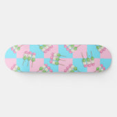 Pastel Roze Blauw Geruit Dango Skateboard (Horizontaal)