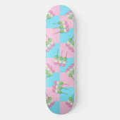 Pastel Roze Blauw Geruit Dango Skateboard (Voorkant)