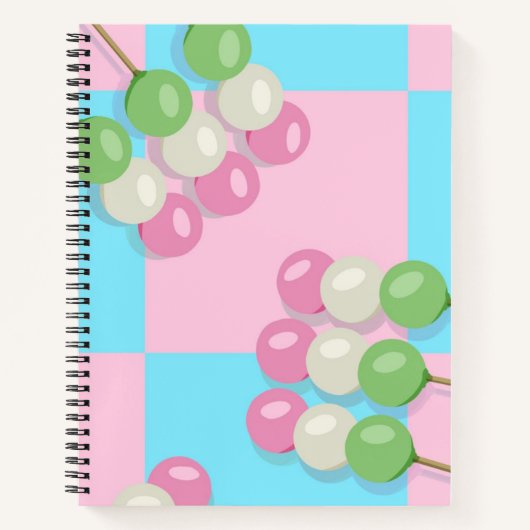Pastel Roze Blauw Geruit Dango Spiral Notitieboek (Voorkant)
