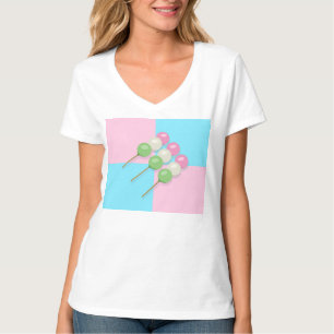 Pastel Roze Blauw Geruit Dango T-shirt