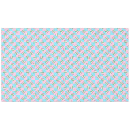 Pastel Roze Blauw Geruit Dango Tafelkleed (Voorkant (Horizontaal))