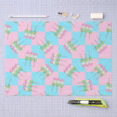 Pastel Roze Blauw Geruit Dango Tissue Papier (Craft)