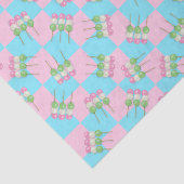 Pastel Roze Blauw Geruit Dango Tissue Papier (Detail)