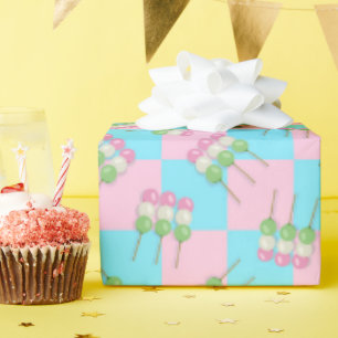 Pastel Roze Blauw Geruit Dango Wrapping Paper Cadeaupapier
