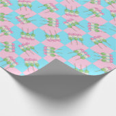 Pastel Roze Blauw Geruit Dango Wrapping Paper Cadeaupapier (Hoek)