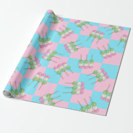 Pastel Roze Blauw Geruit Dango Wrapping Paper Cadeaupapier