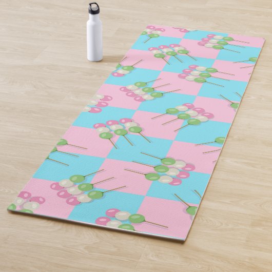 Pastel Roze Blauw Geruit Dango Yoga Mat (In situ)