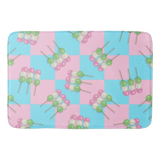Pastel Roze Blauw Geruite Dango Bath Mat (Voorkant)