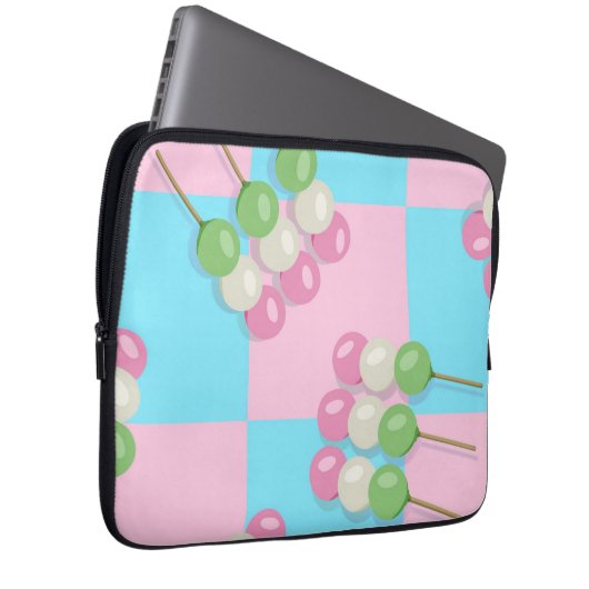 Pastel Roze Blauw Geruite Dango Electronics Bag Laptop Sleeve (Voorkant Rechts)