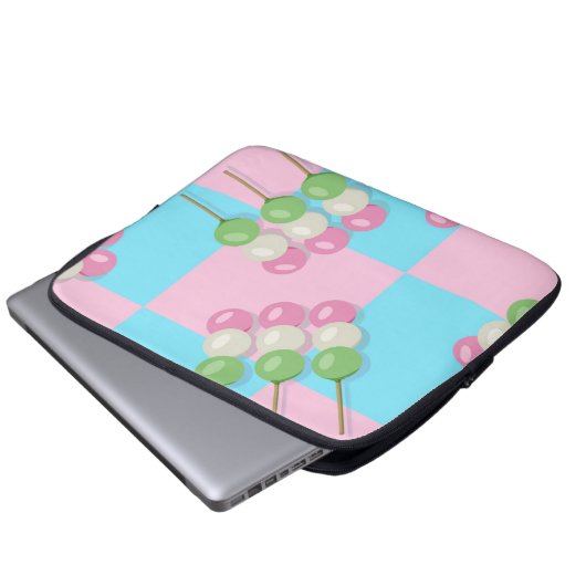 Pastel Roze Blauw Geruite Dango Electronics Bag Laptop Sleeve (Voorkant onderkant)
