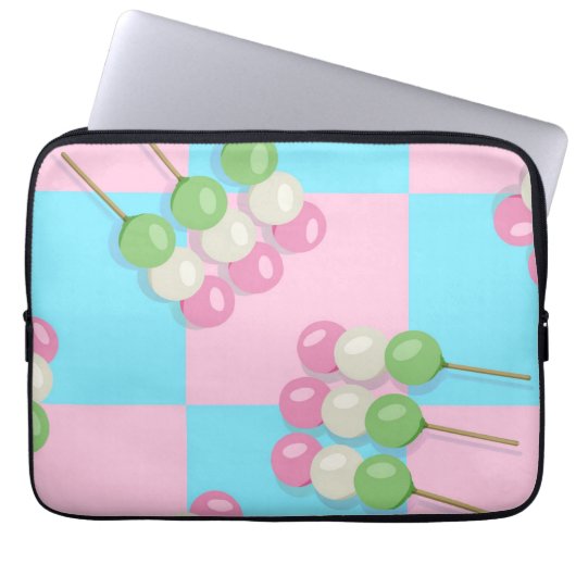 Pastel Roze Blauw Geruite Dango Electronics Bag Laptop Sleeve (Voorkant)