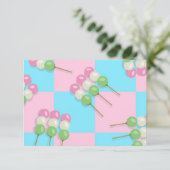 Pastel Roze Blauw Geruite Dango Flat Kaart (Staand voorkant)