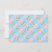 Pastel Roze Blauw Geruite Dango Flat Kaart (Achterkant)