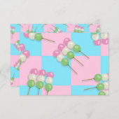Pastel Roze Blauw Geruite Dango Flat Kaart (Voorkant / Achterkant)