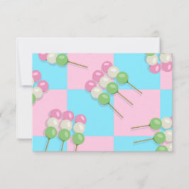 Pastel Roze Blauw Geruite Dango Flat Kaart