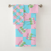 Pastel Roze Blauw Geruite Dango Handdoek (Insitu)