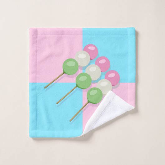 Pastel Roze Blauw Geruite Dango Handdoek (Wasdoekje)