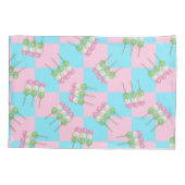 Pastel Roze Blauw Geruite Dango Kussensloop (Achterkant)