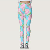 Pastel Roze Blauw Geruite Dango Leggings (Voorkant)