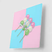 Pastel Roze Blauw Geruite Dango Muur Klok (Hoek)