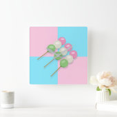 Pastel Roze Blauw Geruite Dango Muur Klok (Huis)