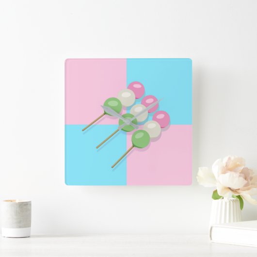 Pastel Roze Blauw Geruite Dango Muur Klok (Huis)