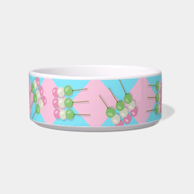 Pastel Roze Blauw Geruite Dango Pet Bowl Voerbakje (Links)