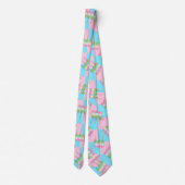 Pastel Roze Blauw Geruite Dango Stropdas (Achterkant)