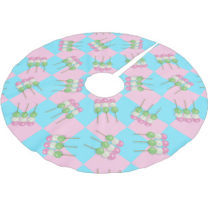 Pastel Roze Blauw Geruite Dango Tree Rok Kerstboom Rok