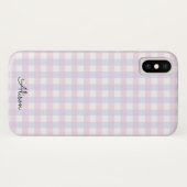 Pastel Roze Blauw Gingham Gepersonaliseerde Telefo Case-Mate iPhone Case (Achterkant (horizontaal))