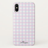 Pastel Roze Blauw Gingham Gepersonaliseerde Telefo Case-Mate iPhone Case (Achterkant)