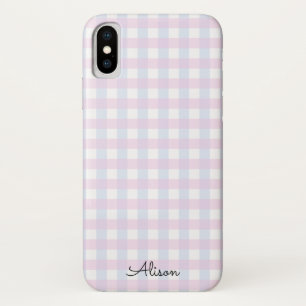 Pastel Roze Blauw Gingham Gepersonaliseerde Telefo Case-Mate iPhone Case