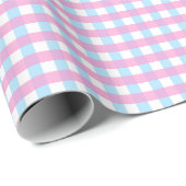 Pastel Roze Blauw Gingham Plaid Cadeaupapier (Rol Hoek)
