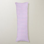 Pastel Roze Blauw Gingham Plaid Lichaamskussen (Voorkant Verticaal)