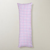 Pastel Roze Blauw Gingham Plaid Lichaamskussen (Achterkant (Verticaal))