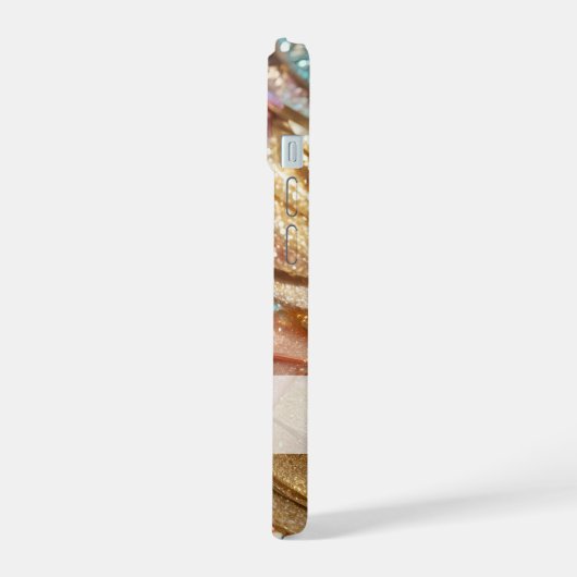 Pastel Roze Blauw Goud Glitter iPhone 15 Case (Linkerkant)