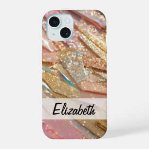 Pastel Roze Blauw Goud Glitter iPhone 15 Case