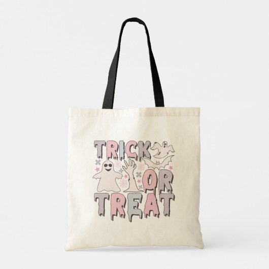 Pastel Roze Blauw Grijs Geesten Sterren Trick or t Tote Bag (Achterkant)