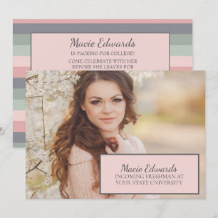 Pastel Roze Blauw Groen Foto Collegekoffer Feest Kaart