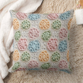 Pastel Roze Blauw Groen Oranje Haak Look Kussen