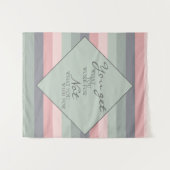 Pastel Roze Blauw Groen Striped Motivatie Gezegde Wandkleed (Voorkant (horizontaal))