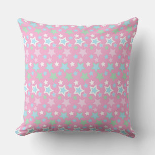 PASTEL ROZE BLAUW GROEN WIT STERREN & STREPEN KUSSEN